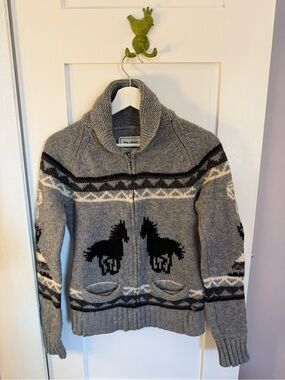TNA Black and Gray Knit sweater with horse motif